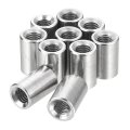 20pcs Round Weld Nuts M6x10x15mm Long On Bung Female Nut Threaded 304 Stainless Steel Connector Sleeve Rod Bar Stud Silver 