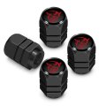 Dodge Demon Red Logo In Black On Hexagon Shape Premium Anodized Aluminum Tire Valve Stem Caps Set Of 4 