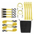 Waltyotur Ratchet Tie Down Straps 4 Pk 15 Ft 2 200 Lb Break Strength Safety Lock S Hooks Yellow