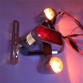 Httmt- Motorcycle Chrome Amber Metal Tombstone Brake Tail W Light Signal Compatiable With Big Twin Bike P N Xh3118b-a-01-cd
