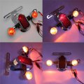 Httmt- Motorcycle Chrome Amber Metal Tombstone Brake Tail W Light Signal Compatiable With Big Twin Bike P N Xh3118b-a-01-cd
