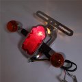 Httmt- Motorcycle Chrome Amber Metal Tombstone Brake Tail W Light Signal Compatiable With Big Twin Bike P N Xh3118b-a-01-cd