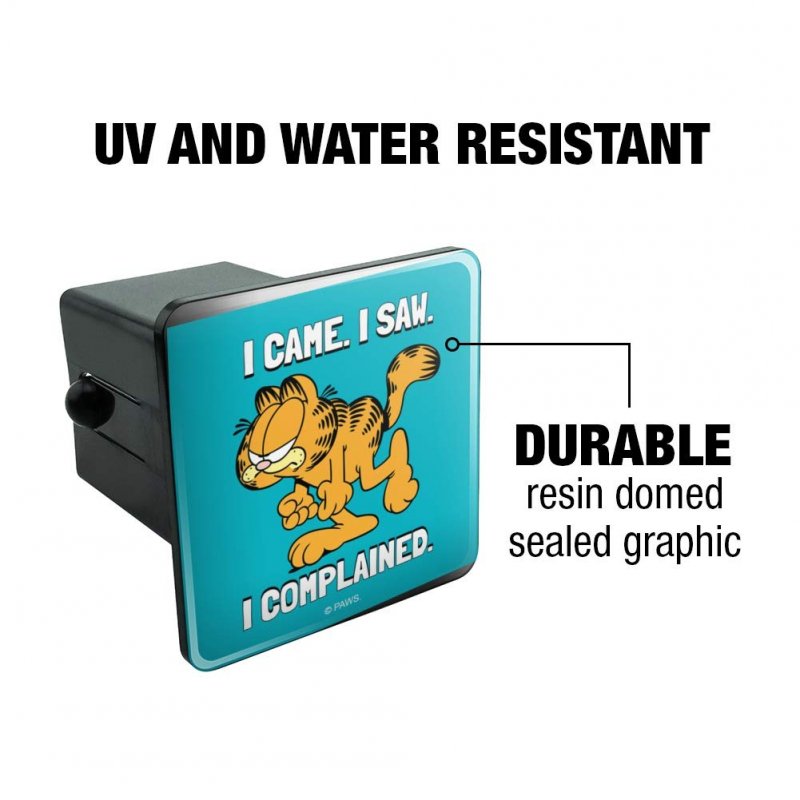 Garfield I Came Saw Complained Tow Trailer Hitch Cover Plug Insert For 2 In Receivers Black Abs Plastic With Uv Resistant Resin