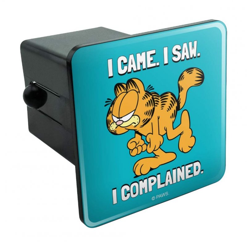 Garfield I Came Saw Complained Tow Trailer Hitch Cover Plug Insert For 2 In Receivers Black Abs Plastic With Uv Resistant Resin