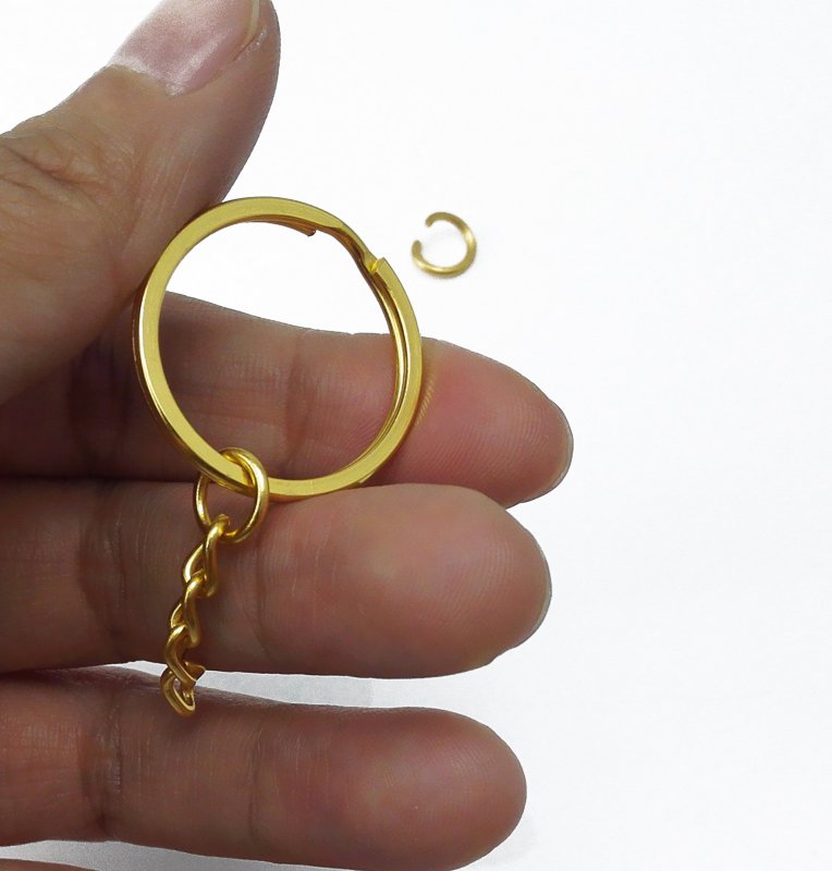 100 Pack Metal Split Key Rings With Chain 25mm 0 98 In Gold Jewelry Making Accessories Round Modern Style