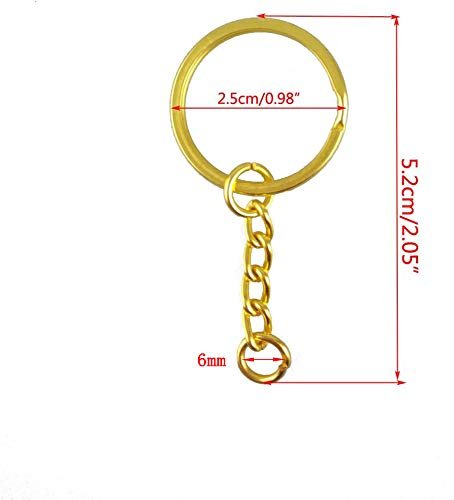 100 Pack Metal Split Key Rings With Chain 25mm 0 98 In Gold Jewelry Making Accessories Round Modern Style