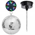 Yescom 12 Mirror Disco Ball W Rotating Motor 3w 3 Leds Multi-color Pinspot Spot Light Kit Home Party 