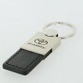 Au-tomotive Gold Inc Officially Licensed Black Duo Leather Chrome Key Fob For Toyota Camry