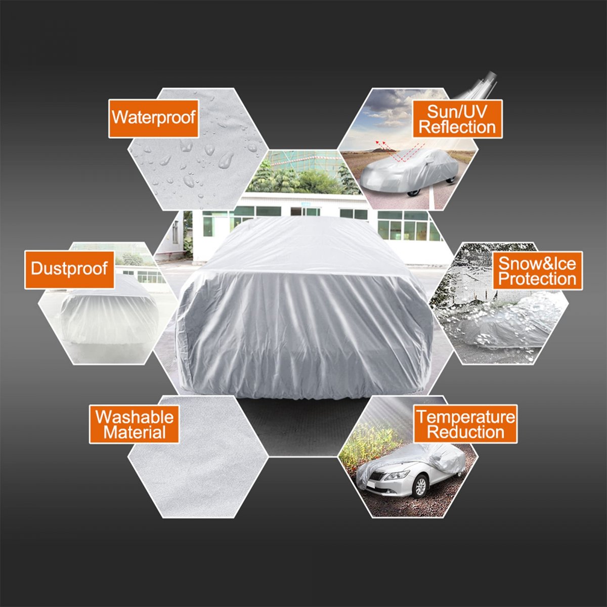 3l Waterproof Breathable Full Car Cover Sun Snow Dust Rain Resistant Protection Silver 4 75 X1 5m