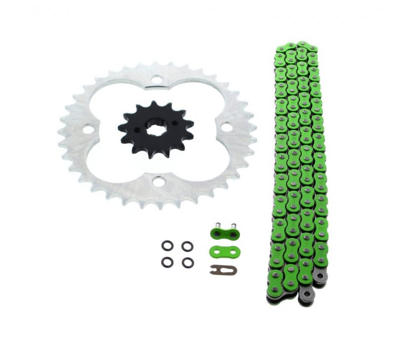 Honda Trx250r Chain And Sprocket Kit 520-92 Green O Ring With 13 Tooth Front 36 Rear Steel Sprockets For 1988 1989 Models