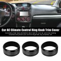 X Autohaux 3 Pcs Black Aluminum Alloy Car Ac Climate Control Knob Ring Trim Cover For Subaruester 2014-2018 Xv Crosstrek