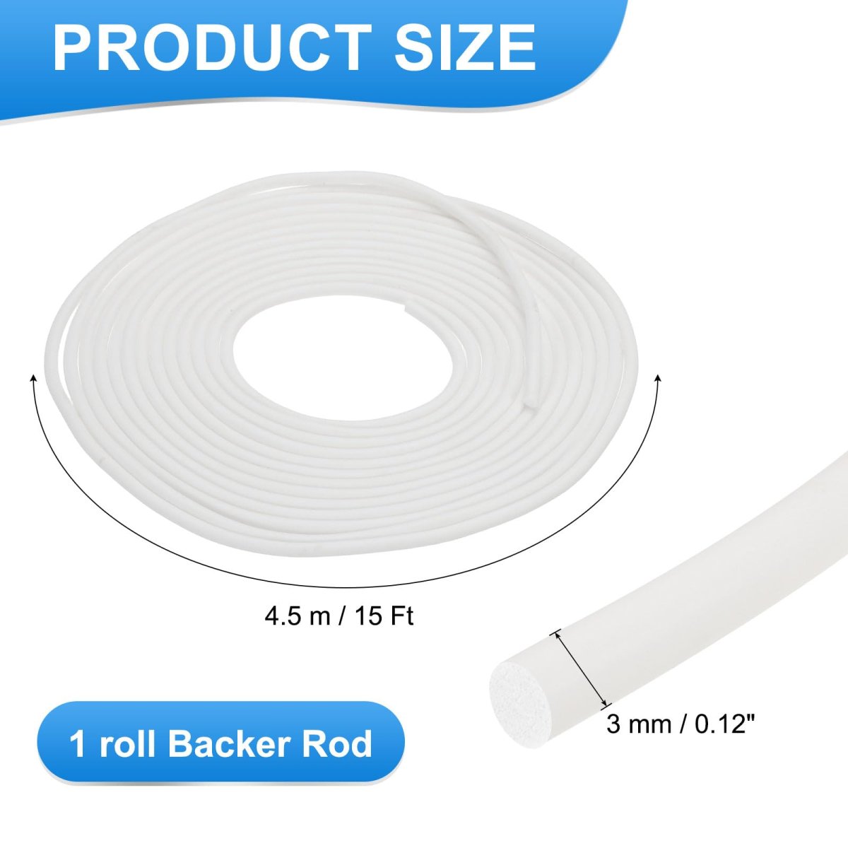 15ft Backer Rod 0 12 Inch Thick Silicone Rubber Foam Caulk Saver Weather Strip Seal For Sealing Concrete Gaps Expansion Joints