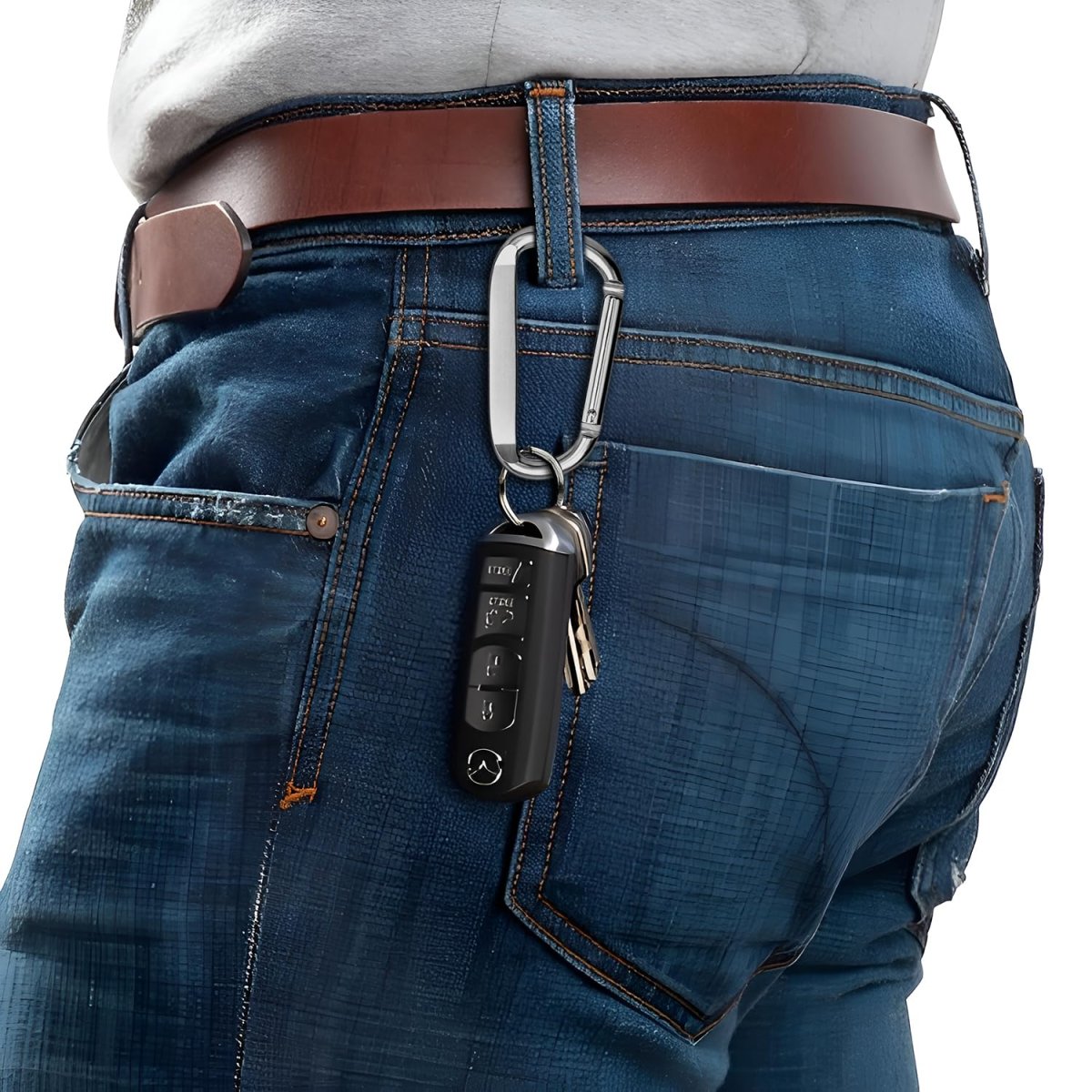 Ipick Image Officially Licensed Jeep Grand Wagoneer Laser-etched Silver Metal Carabiner Keychain With Split Key Rings