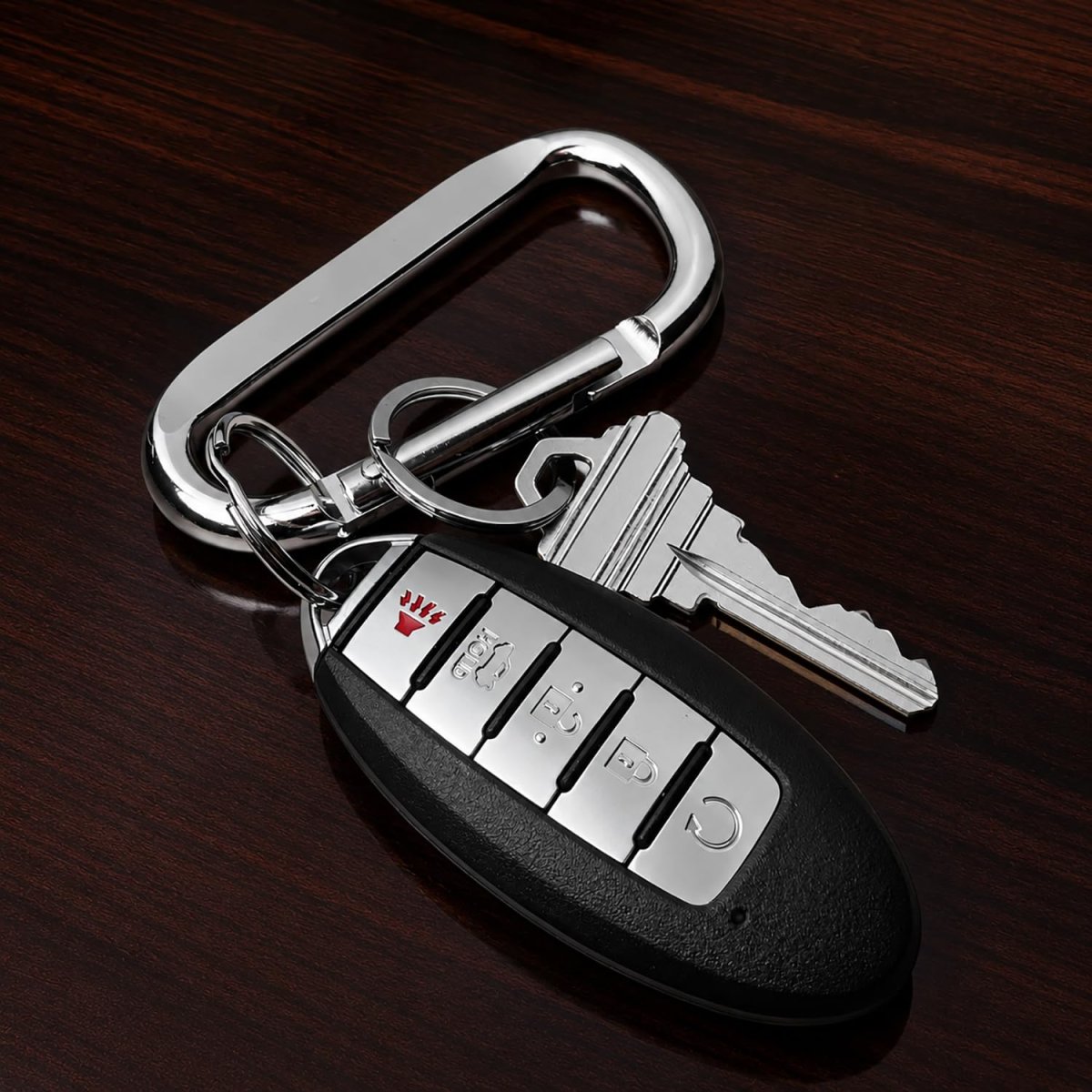 Ipick Image Officially Licensed Jeep Grand Wagoneer Laser-etched Silver Metal Carabiner Keychain With Split Key Rings