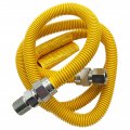 Gas Range Line Connector 5 Ft With 1 2 In Mip Connection 8 Od Stainless Steel Yellow Sd303-3132