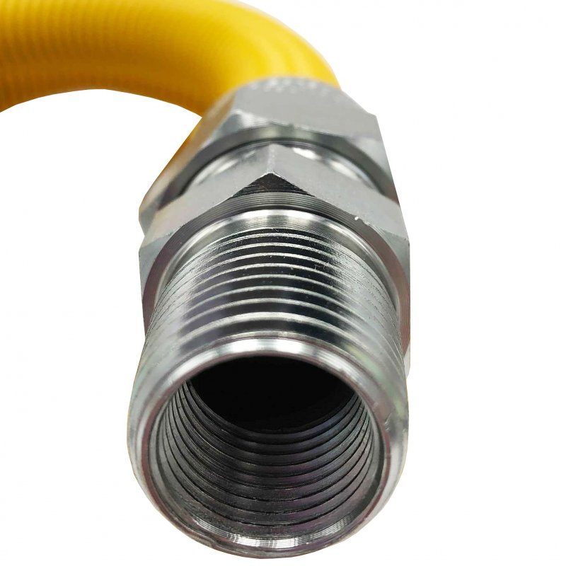 Gas Range Line Connector 5 Ft With 1 2 In Mip Connection 8 Od Stainless Steel Yellow Sd303-3132