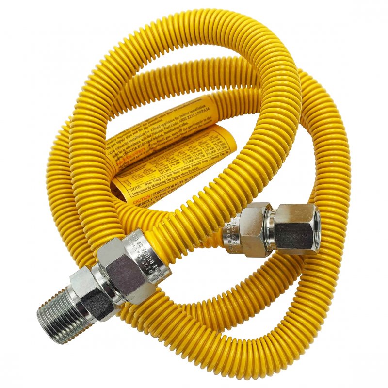 Gas Range Line Connector 5 Ft With 1 2 In Mip Connection 8 Od Stainless Steel Yellow Sd303-3132