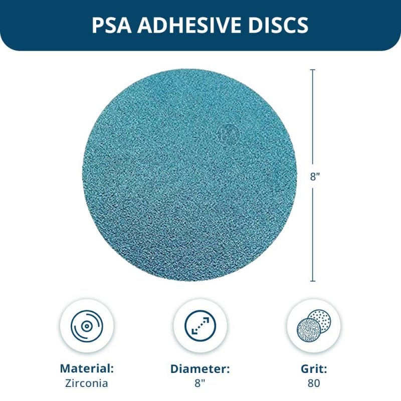 8 In Premium Zirconia Psa Discs Self Adhesive Random Orbital Sander For Metal Wood Fiberglass 80 Grit 10 Pack