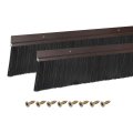 2pcs Door Brush Bottom Sweep H-shape Aluminum Alloy Base With 2 8-inch Nylon For Home Industrial 39-inch L X 3 7-inch W Brown 