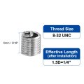 20pcs Wire Thread Inserts 8-32 Unc 1 5d 4 304 Stainless Steel Helical Type Coiled Repair Kit Screw Threaded Sleeve Sheath For