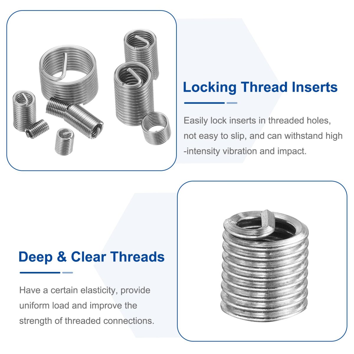 20pcs Wire Thread Inserts 8-32 Unc 1 5d 4 304 Stainless Steel Helical Type Coiled Repair Kit Screw Threaded Sleeve Sheath For