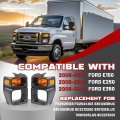 Front Headlight Bezels With Turn Signal Light For 2008 2019 Ford E150 E250 E350 Super Duty Truck Pickup Yellow Lens Black Bezel