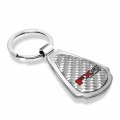 Ipick Image Made Clear Dome Real Silver Carbon Fiber Chrome Metal Teardrop Key Chain With Logo For Ford F-150 Fx4 Off Road