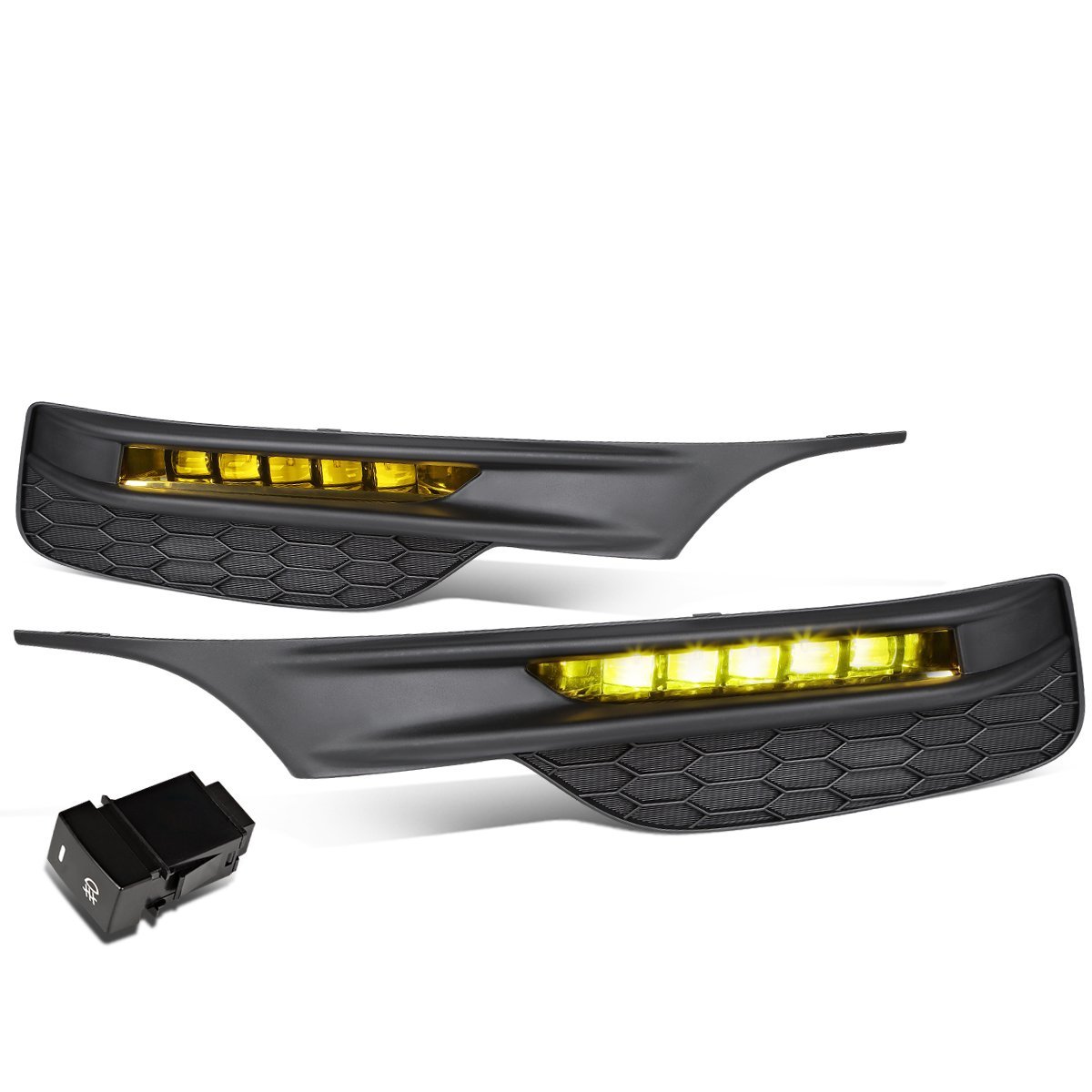 Auto Dynasty Led Fog Lights Assembly For 2016-2017 Honda Accord Lamp Replacement Bezels Switch Driver Passenger Side Chrome