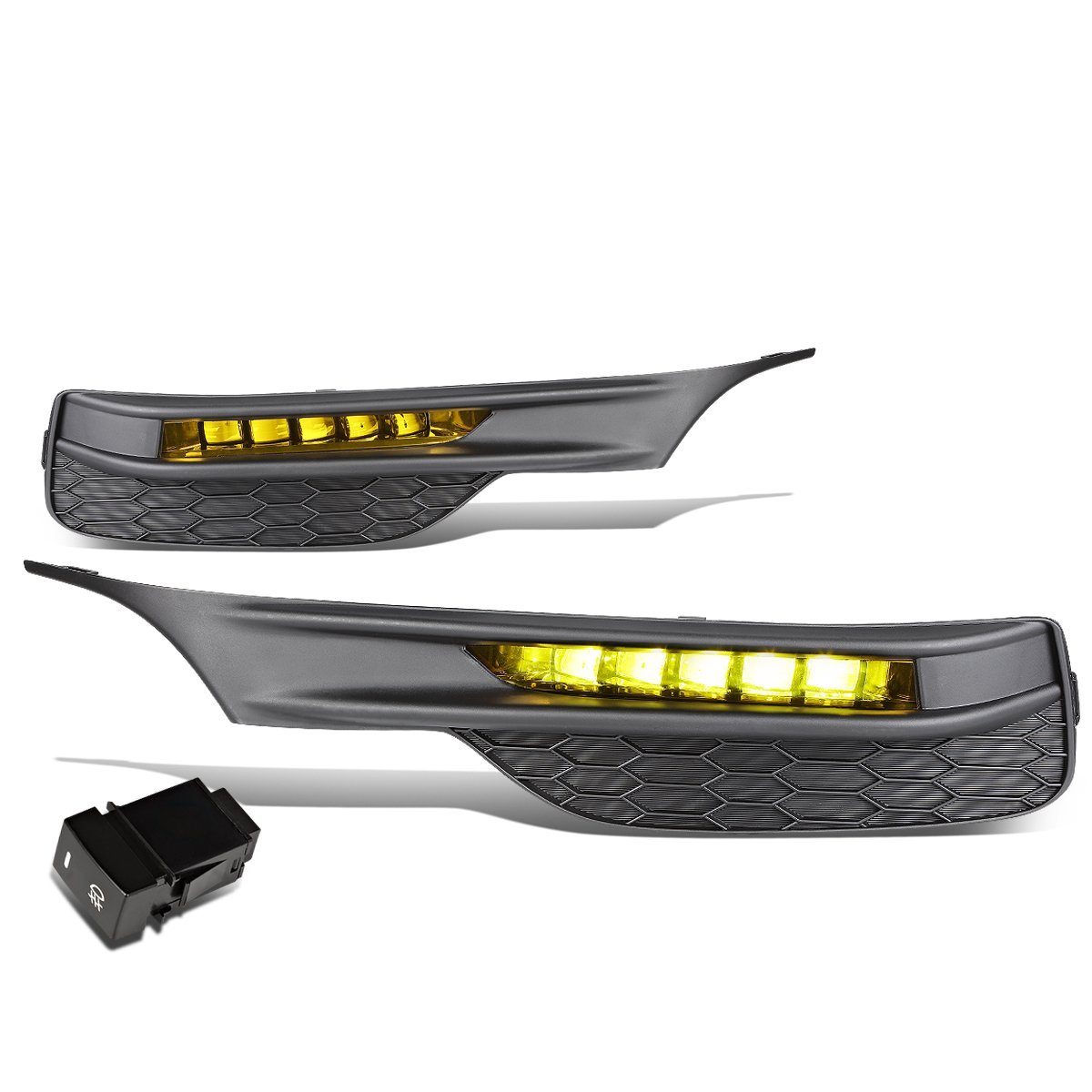 Auto Dynasty Led Fog Lights Assembly For 2016-2017 Honda Accord Lamp Replacement Bezels Switch Driver Passenger Side Chrome