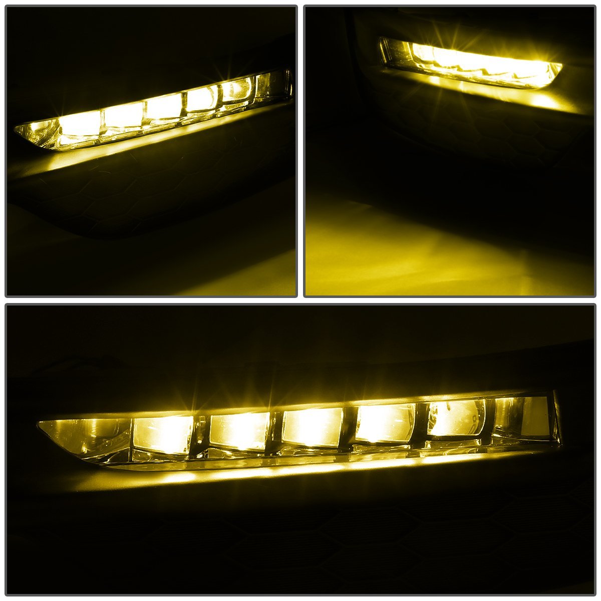 Auto Dynasty Led Fog Lights Assembly For 2016-2017 Honda Accord Lamp Replacement Bezels Switch Driver Passenger Side Chrome