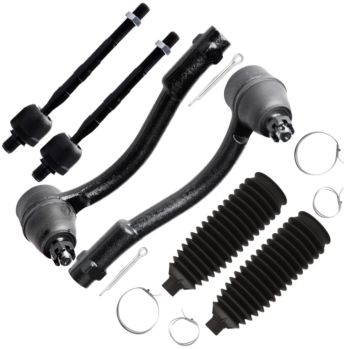 6 Piece Front Inner And Outer Tie Rod End Kit For Hyundai Accent 2006 2011 Es800287 Es800288 Ev800365 Steering Rack Boot Set