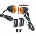 Httmt Mt224-017r- Heavy Billet Aluminum Rear Turn Signal Light Indicator Yellow Lens With Long Black Metal Brackets Compatible
