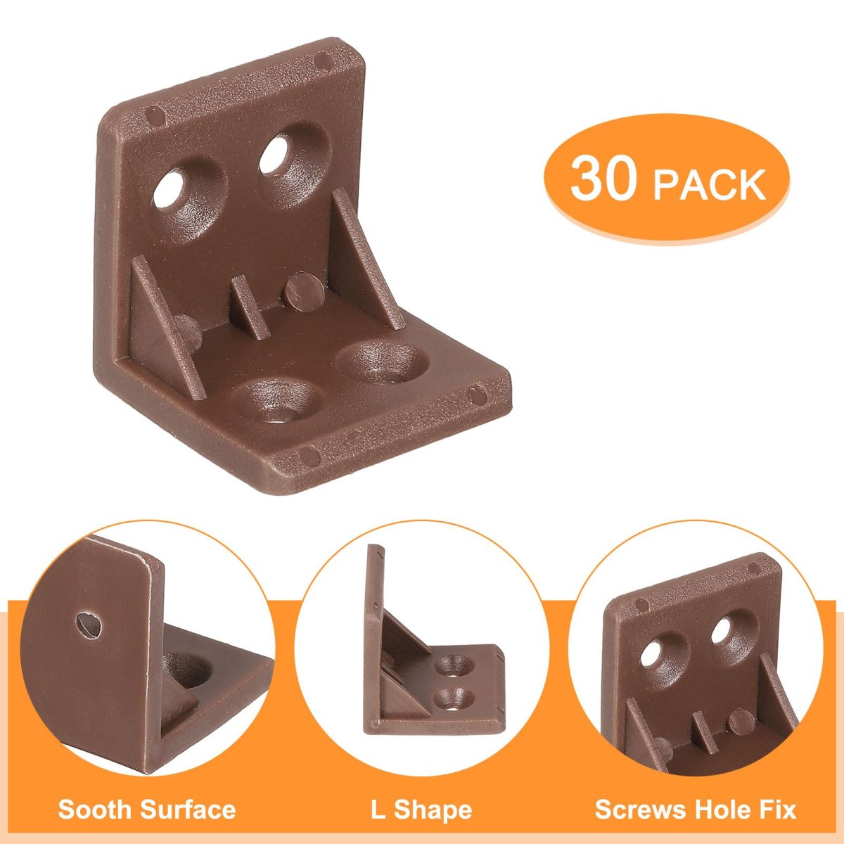 30 Pcs Plastic Corner Braces L Shape Right Angle Support Brackets Shelf Board Holder For Wood Furniture Cabinet Drawer Bookcase