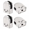 Glass Clamp 4pcs Adjustable 8-10mm Thickness 52x43mm Stainless Steel Flat Back Round Bracket Clip For Balustrade Staircase 
