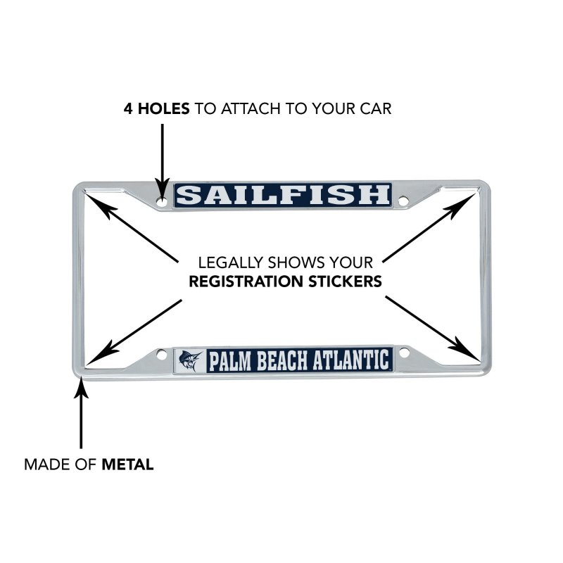 Palm Beach Atlantic University Metal License Plate Frame For Front Or Back Of Car Officially Licensed Mascot 2-pack