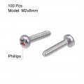 Uxcell M2x8mm Machine Screws Pan Phillips Cross Head Screw 304 Stainless Steel Fasteners Bolts 100pcs