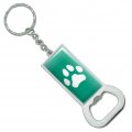 Graphics More Paw Print Dog Cat White On Black Keychain Rectangle Chrome Plated Metal Bottle Cap Opener