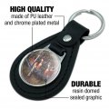 Graphics More Black Leather Deer In The Woods Keychain