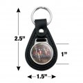 Graphics More Black Leather Deer In The Woods Keychain