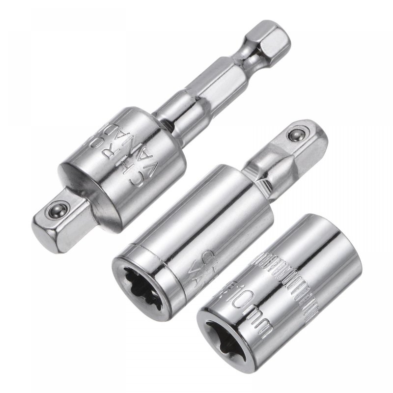 Socket Accessory Set 10mm Shallow 360a Rotatable Hex Shank Impact Driver Adaptor Universal Joints With 1 4 Drive