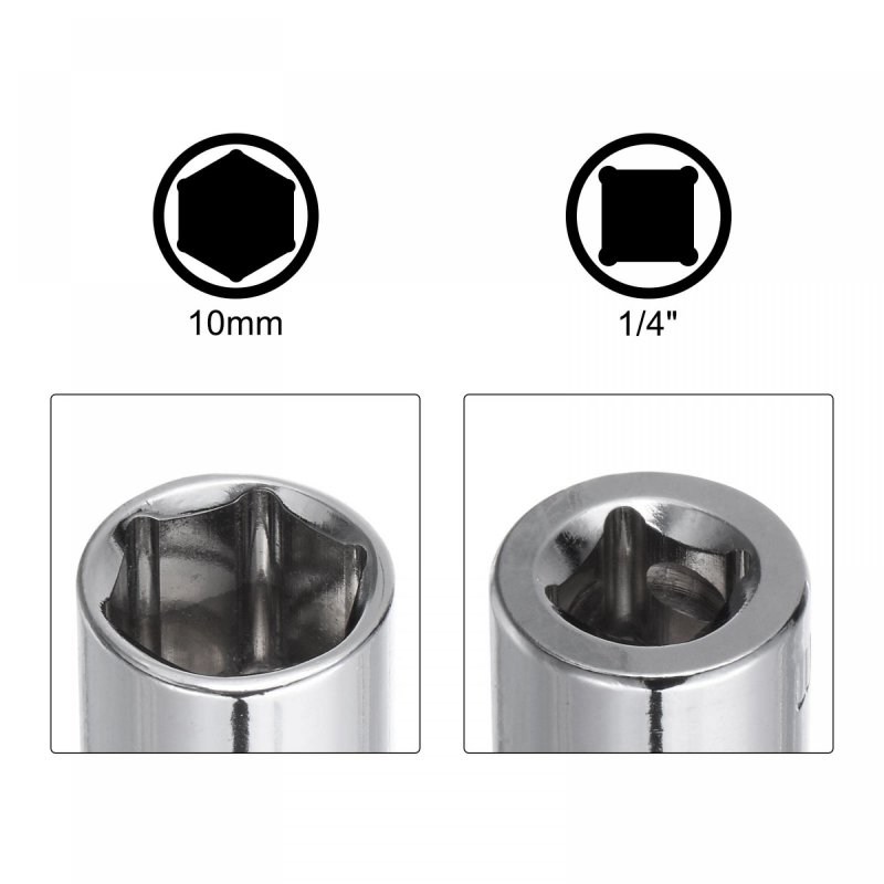 Socket Accessory Set 10mm Shallow 360a Rotatable Hex Shank Impact Driver Adaptor Universal Joints With 1 4 Drive