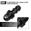 X Autohaux Car Fuel Line Fitting 6an Male Flare To 3 8 Hose Barb Adapter Push On Connector Aluminum Alloy Black
