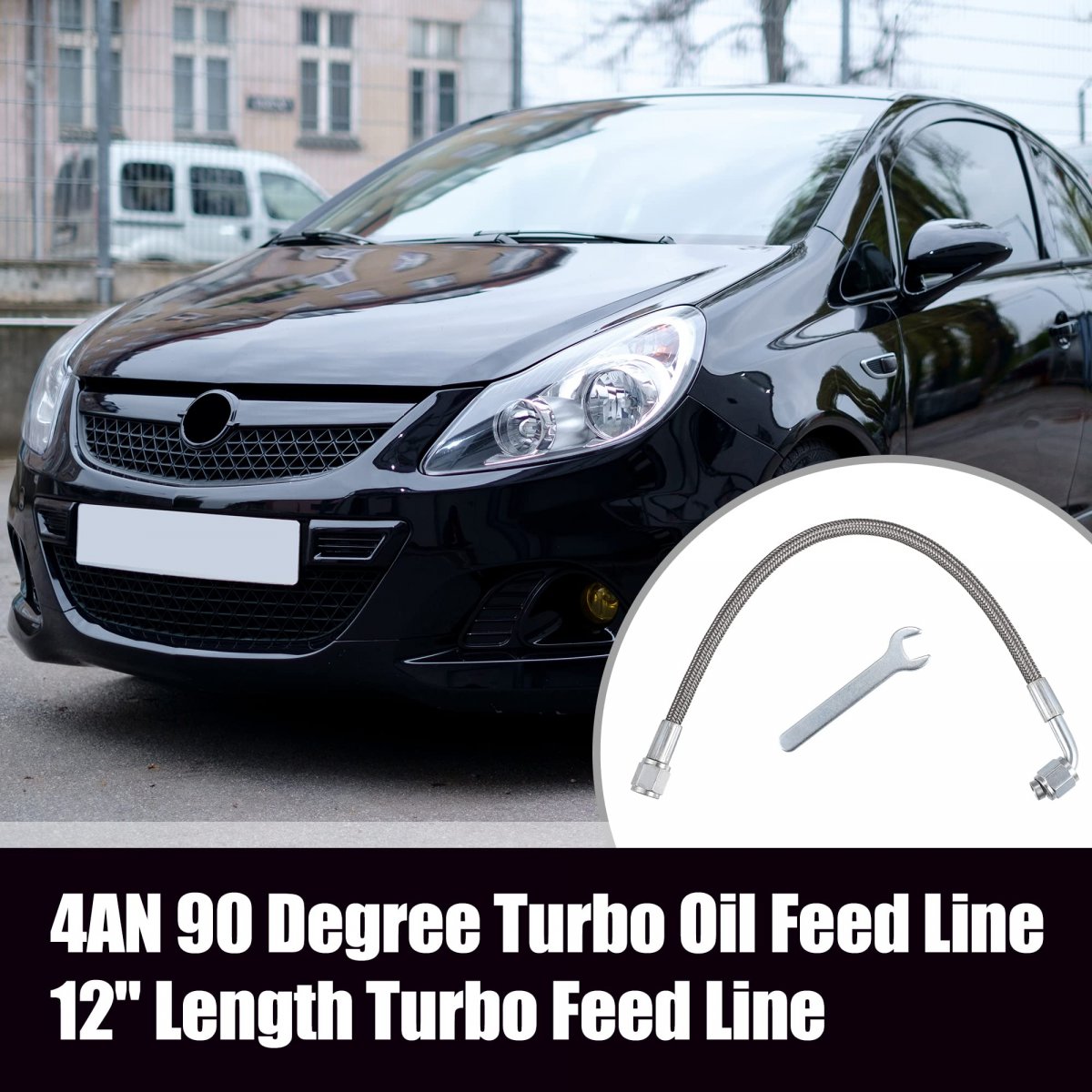 4an Turbo Oil Feed Line 12 Length Stainless Steel Braided An4 90 Degree Straight Hose End Remote Turbocharger Drain Return