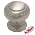 Cosmas 7498sn Satin Nickel Cabinet Hardware Round Knob 1-1 4 Diameter Wide Base 10 Pack 