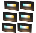 Cloudy Bay Dimmable Upgraded 3 Color 120v Led Indoor Outdoor Step Light 3000k 4000k 5000k 3w 100lm Stair Metal Black 6 Pack 