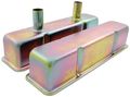 All26145 Zinc 1 5 In Tube Steel Valve Cover For Small Block Chevy Yellow Finish Includes Baffled Breather Tubes 