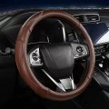 Leather Steering Wheel Cover Car 15 Inch Universal Fit Microfiber Anti-slip Soft Breathable Full Surround 