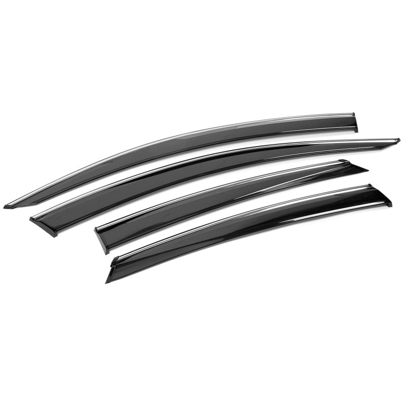 Ikon Motorsports Tape On External Window Visor For 2016-2021 Civic 10th Gen 4dr Sedan Factory Style Polycarbonate Black Sun
