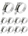 1 75 T-bolt Hose Clamp Stainless Steel Working Range Mm-57mm For 1 Id Intake Intercooler 10 Pack 