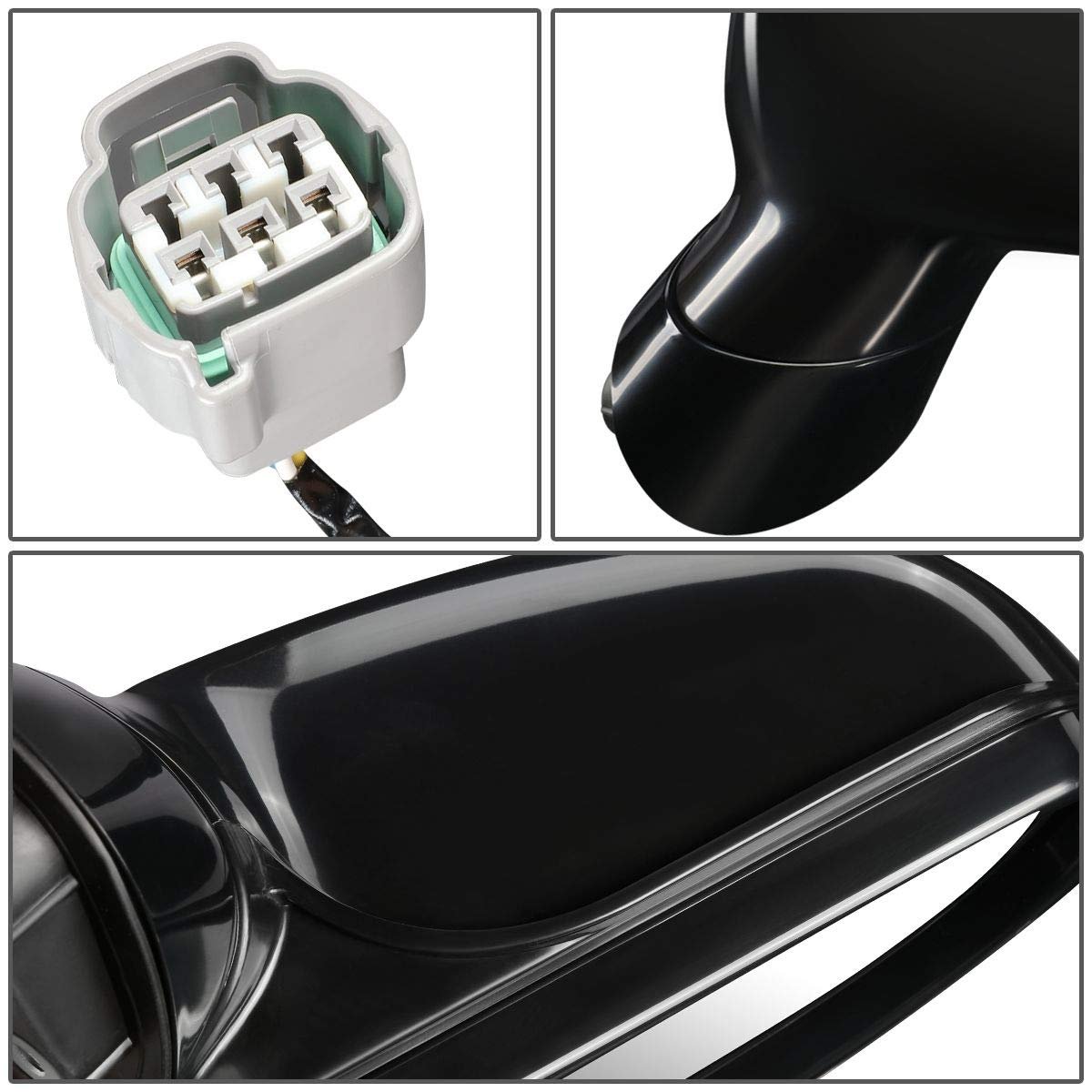 Powered And Heated Driver Left Side View Door Mirror For Mitsubishi Eclipse 06-08 Black Paintable Finish Manual Folding